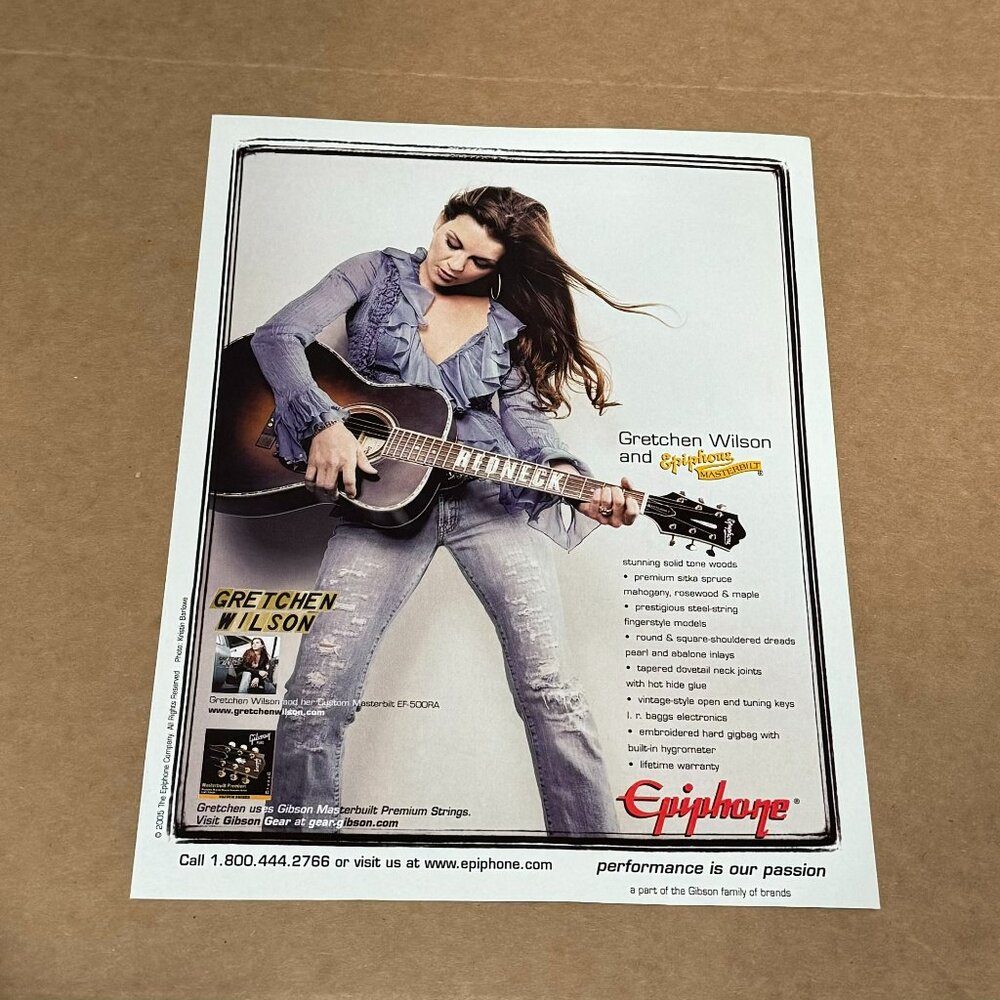 Gretchen Wilson - Epiphone Guitars - 2005 Print Advertisement